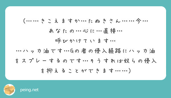 きこえますか たぬきさん 今 あなたの 心に 直接 呼びかけています Peing 質問箱