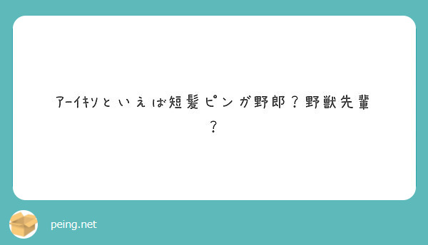 ｱｰｲｷｿといえば短髪ピンガ野郎 野獣先輩 Peing 質問箱