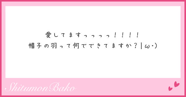 愛してますっっっっ 帽子の羽って何でできてますか W Peing 質問箱