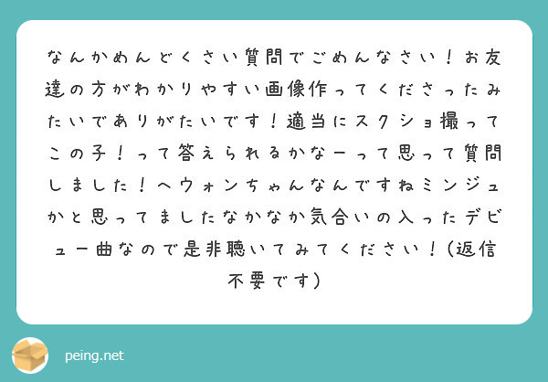 なんかめんどくさい質問でごめんなさい お友達の方がわかりやすい画像作ってくださったみたいでありがたいです 適当に Peing 質問箱