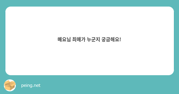 매요님 최애가 누군지 궁금해요!