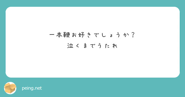 一本鞭お好きでしょうか？
泣くまでうたれ