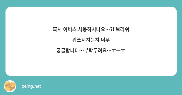 혹시 이비스 사용하시나요…?! 브러쉬 뭐쓰시지는지 너무 궁금합니다…부탁두려요…ㅜㅡㅜ