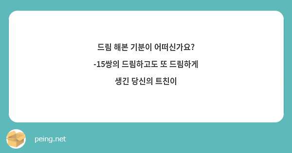 드림 해본 기분이 어떠신가요? -15쌍의 드림하고도 또 드림하게 생긴 당신의 트친이