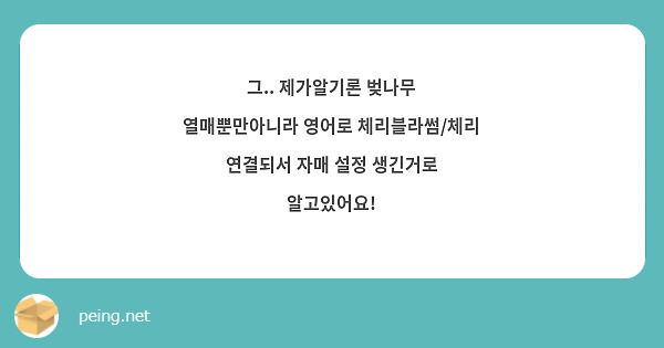 그.. 제가알기론 벚나무 열매뿐만아니라 영어로 체리블라썸/체리 연결되서 자매 설정 생긴거로 | Peing -질문함- 그.. 제가알기론 벚나무 열매뿐만아니라 영어로 체리블라썸/체리 연결되서 자매 설정 생긴거로 | Peing -질문함-
