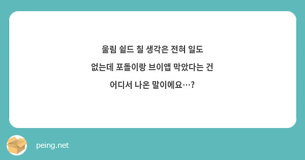 울림 쉴드 칠 생각은 전혀 일도 없는데 포돌이랑 브이앱 막았다는 건 어디서 나온 말이에요…?