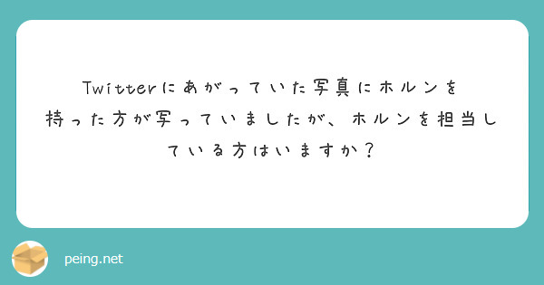 Twitterにあがっていた写真にホルンを持った方が写っていましたが、ホルンを担当している方はいますか？