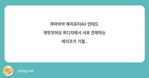 꺄아아악 해리포터Au 언데드 개맛잇어요 퀴디치에서 서로 견제하는 레이코가 기절.. | Peing -질문함-