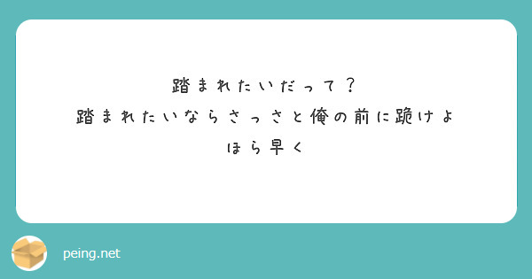踏まれたいだって？
踏まれたいならさっさと俺の前に跪けよ
ほら早く