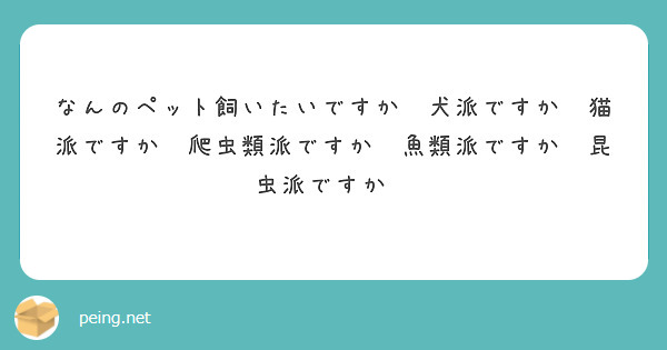 なんのペット飼いたいですか❔犬派ですか❔猫派ですか❔爬虫類派ですか❔魚類派ですか❔昆虫派ですか❔