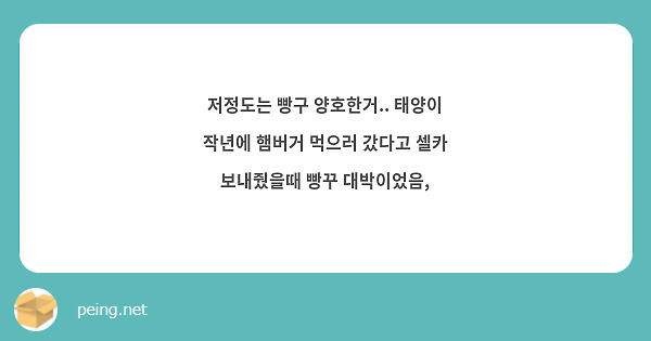 저정도는 빵구 양호한거.. 태양이 작년에 햄버거 먹으러 갔다고 셀카 보내줬을때 빵꾸 대박이었음,