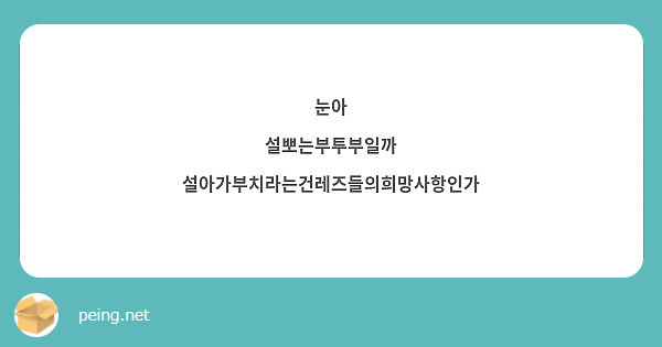 눈아 설뽀는부투부일까 설아가부치라는건레즈들의희망사항인가 | Peing -질문함-