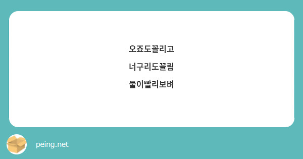 오죠도꼴리고 너구리도꼴림 둘이빨리보벼 | Peing -질문함-