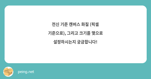 전신 기준 캔버스 화질 (픽셀 기준으로), 그리고 크기를 몇으로 설정하시는지 궁금합니다!