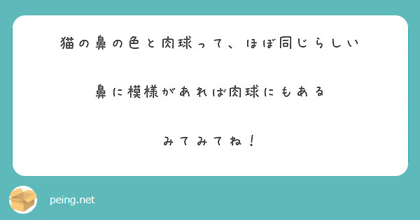 猫の鼻の色と肉球って、ほぼ同じらしい

鼻に模様があれば肉球にもある

みてみてね！