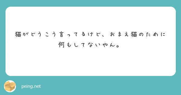 猫がどうこう言ってるけど、おまえ猫のために何もしてないやん。