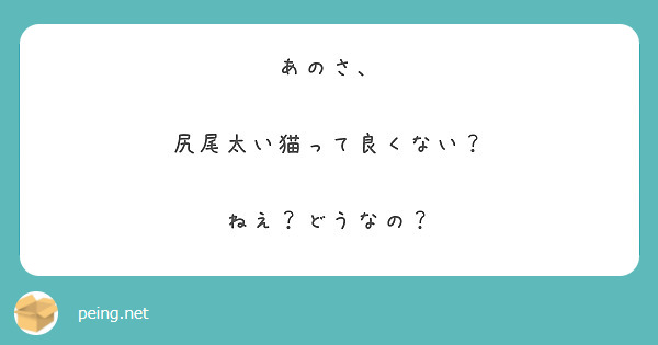 あのさ、

尻尾太い猫って良くない？

ねえ？どうなの？