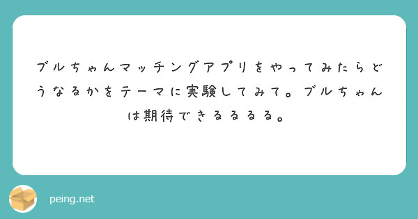 ブルちゃんマッチングアプリをやってみたらどうなるかをテーマに実験してみて。ブルちゃんは期待できるるるる。