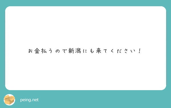 お金払うので新潟にも来てください！