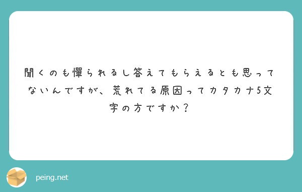 聞くのも憚られるし答えてもらえるとも思ってないんですが 荒れてる