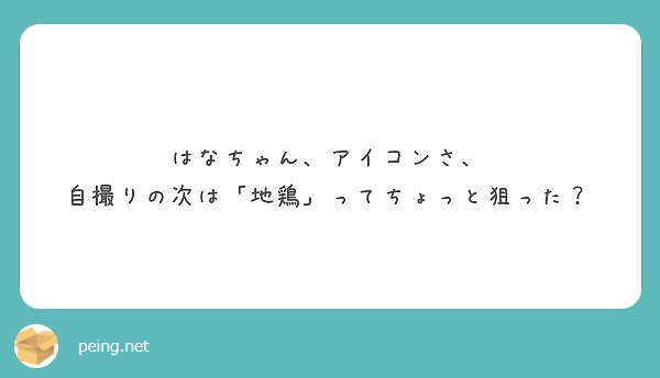 はなちゃん アイコンさ 自撮りの次は 地鶏 ってちょっと狙った Peing 質問箱