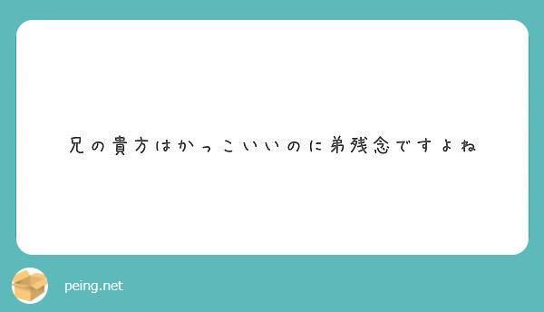 兄の貴方はかっこいいのに弟残念ですよね Peing 質問箱