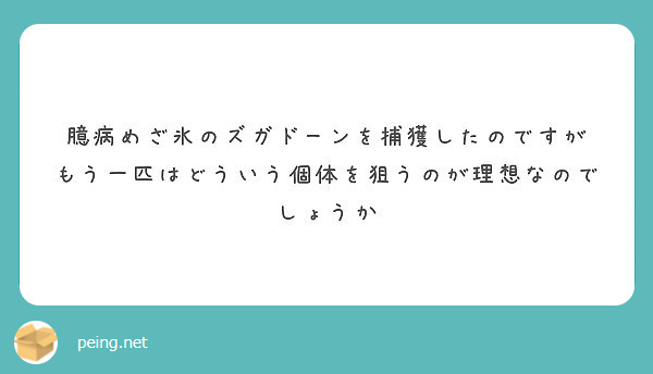 臆病めざ氷のズガドーンを捕獲したのですが もう一匹はどういう個体を狙うのが理想なのでしょうか Peing 質問箱