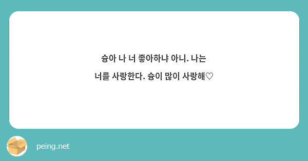 슝아 나 너 좋아하냐 아니. 나는 너를 사랑한다. 슝이 많이 사랑해♡ | Peing -질문함-