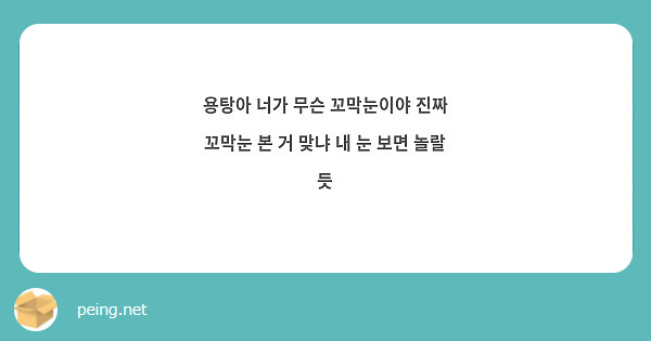 용탕아 너가 무슨 꼬막눈이야 진짜 꼬막눈 본 거 맞냐 내 눈 보면 놀랄 듯 | Peing -질문함-