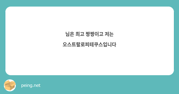님은 최고 짱짱이고 저는 오스트랄로피테쿠스입니다